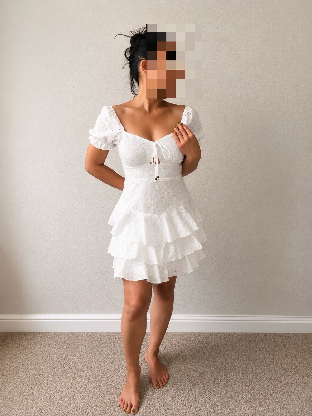 City Studio White Eyelet Ruffle Mini Dress